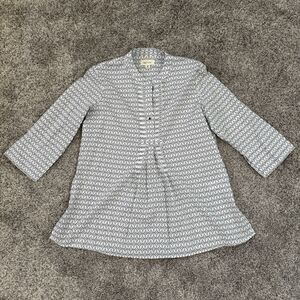 Land n Sea Geometric Black White 3/4 Slit Sleeve Blouse Top Shirt Size Medium